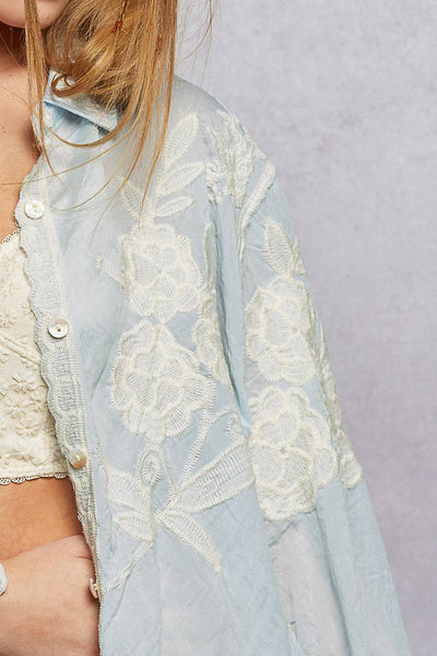 Nora Long Sleeve Scalloped Edge Shirt