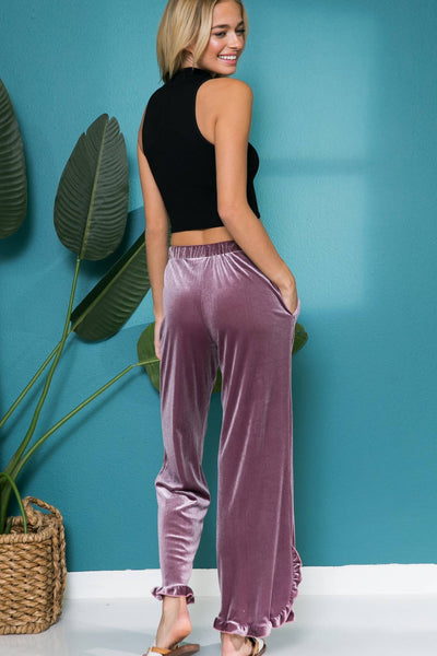 Aria Velvet Ruffled Pants