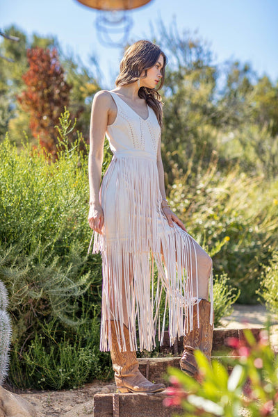 Southern Fringe Suede Dress