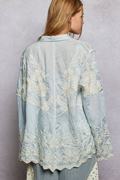 Nora Long Sleeve Scalloped Edge Shirt