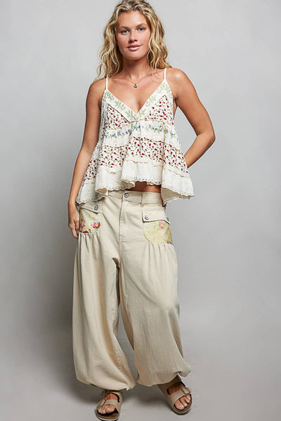 A-body Flared Fit Double Gauze Floral Top