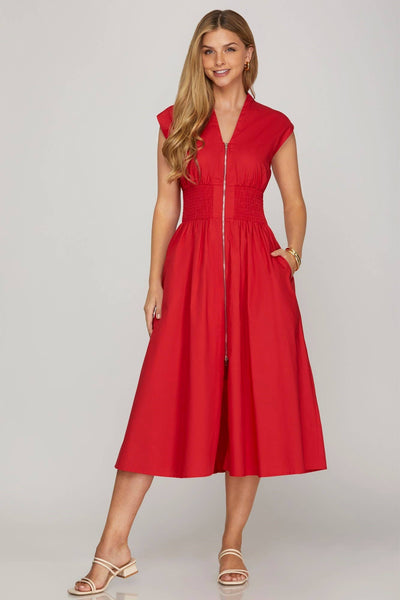 Quinn Front Zip Midi Dress