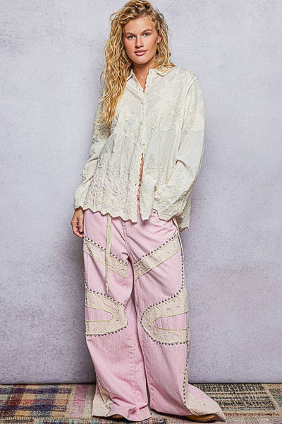 Nora Long Sleeve Scalloped Edge Shirt