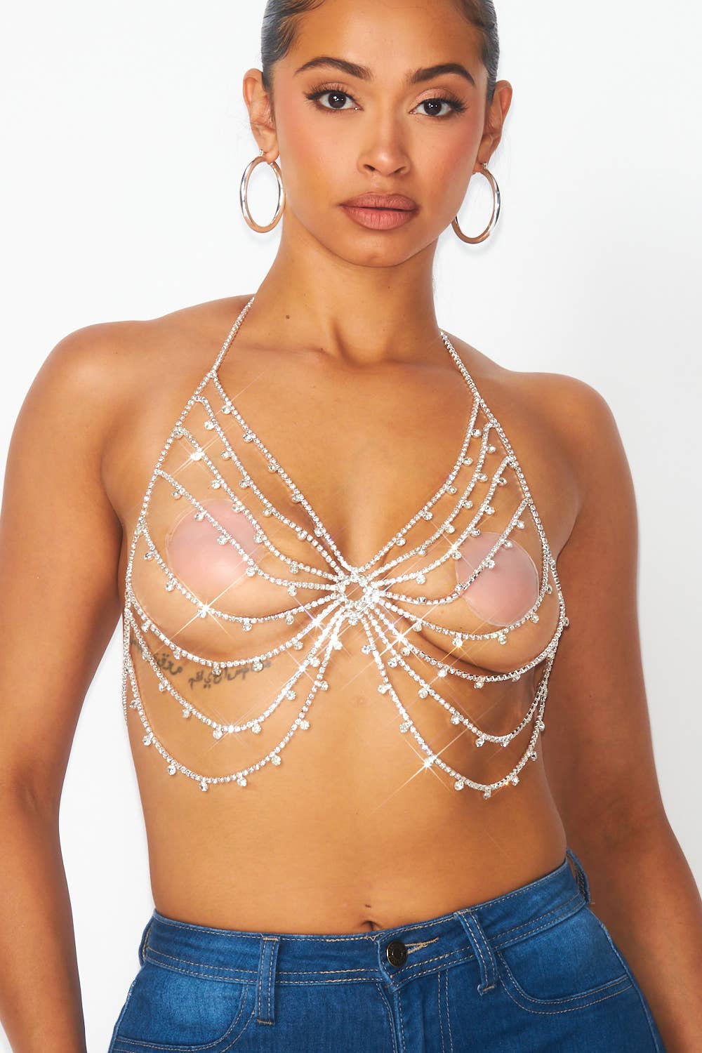 Butterfly Rhinestone Jewel Halter Bra Top