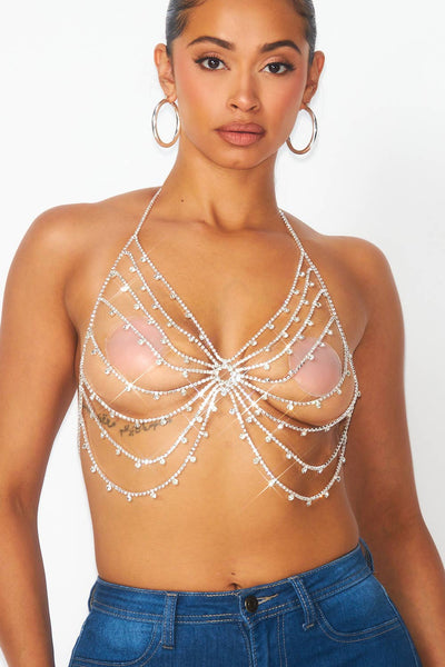 Butterfly Rhinestone Jewel Halter Bra Top