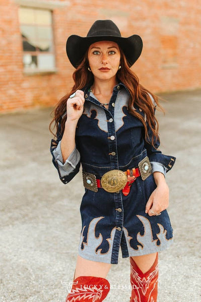 Chelsea Denim Concho Button Dress
