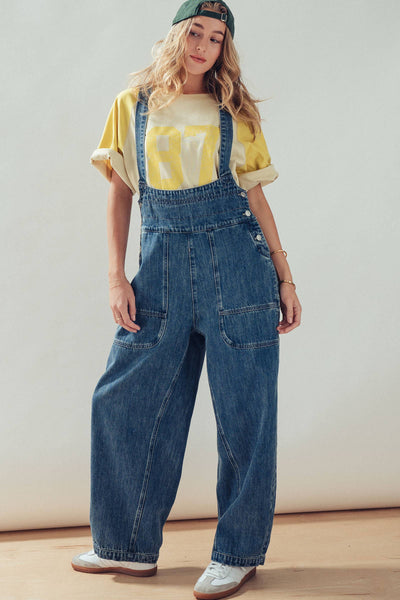 Sophia Wide-Leg Denim Overalls