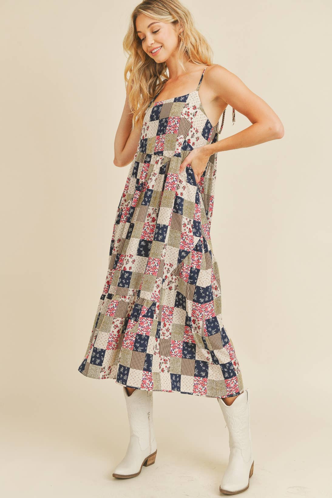 Patchwork Inspired Midi Dress