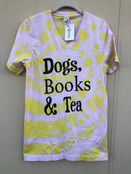 Dogs, Books, & Tea V Neck Tee